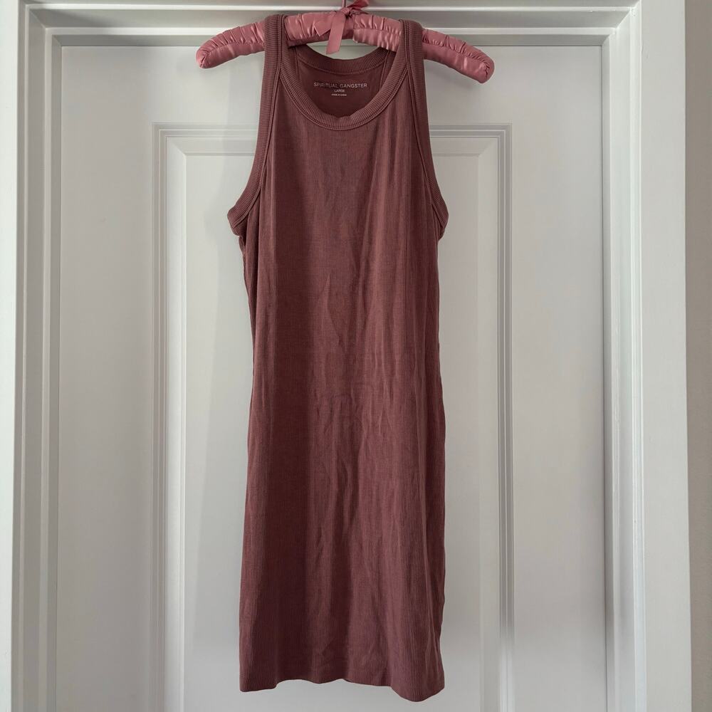 Spiritual Gangster Dusty Rose Slim Fit Ribbed Tank Dress Size Large Loungewear